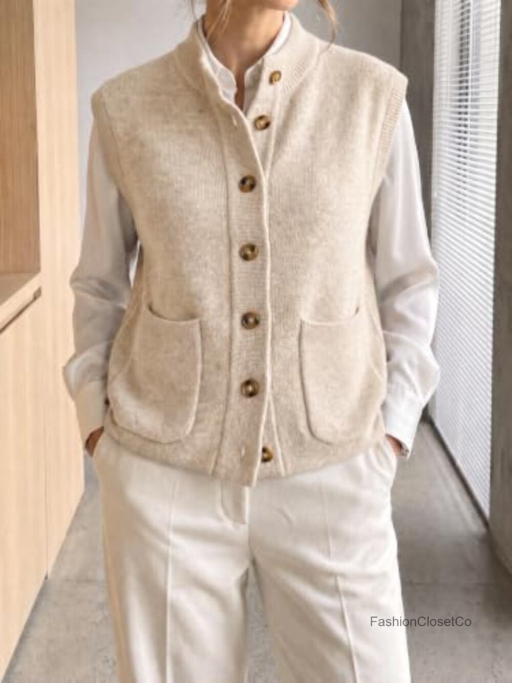 Cicy Bell Women Cap Sleeve Sweater Vest Button Down Sleeveless Cardigan - Picture 4 of 5